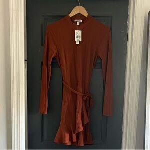 Speechless Terracotta Long Sleeve Dress